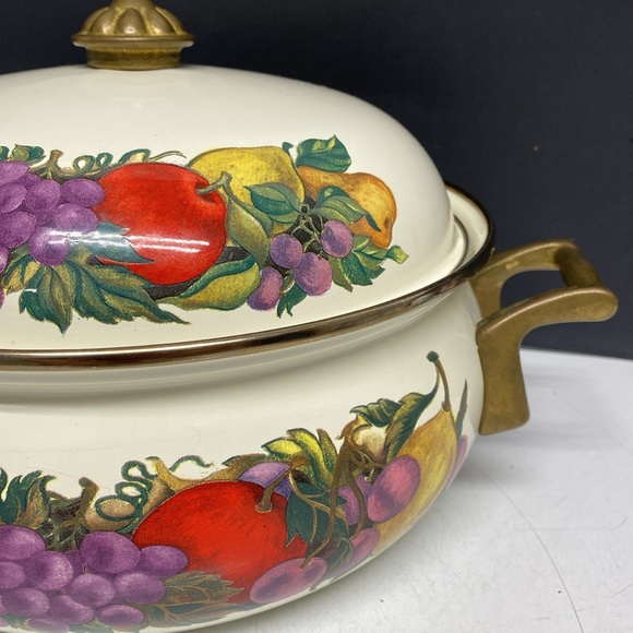 Fissler Asta Lincoware Casserole Dish Cornucopia Fruit Enamelware Dutch Oven - Picture 8 of 17